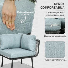 Outsunny Set de Grădină 4 Piese din Ratan și Aluminiu cu Măsuță de Cafea, 2 Canapele pe Colț și Fotoliu, Albastru | Aosom Romania