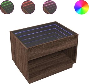 vidaXL Măsuță de cafea cu LED infinity, stejar maro, 70x50x50 cm
