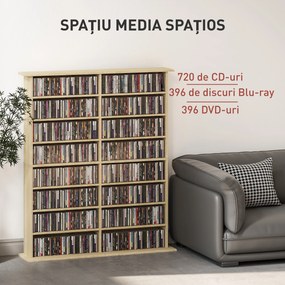 HOMCOM Dulap Bibliotecă pentru CD-uri cu 16 Rafturi, Design Modern, din Lemn, 106,5x24x126,3 cm, Natur | Aosom Romania
