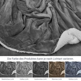 Pătură imitație lână 220x240 cm, culoare gri închis