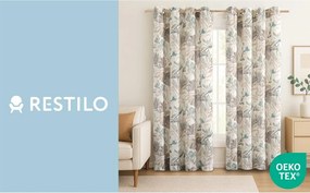 Draperie crem/albastru prăfuit 135x250 cm Celesta – Restilo