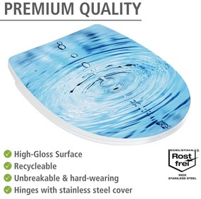 Capac WC 38 x 45 cm Easy-Close (cu închidere automată) Droplets – Wenko