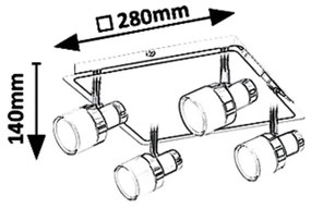 Lustra / Plafoniera LED cu 4 spoturi pentru baie IP44 Harold