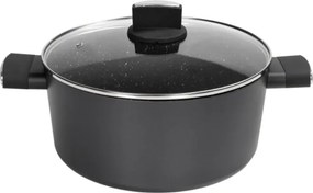 Cratita Zilan ZLN0867 Negru cu invelis din marmura, 5 straturi, 28 cm si manere fine la atingere, 7.1 L