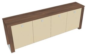 Dulap mic Verno+ 260 x 46 x 90 cm, uși de sticlă, nuc / vanilie