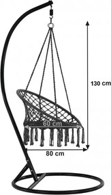 Scaun suspendat KOLUMBIA gri cu perna