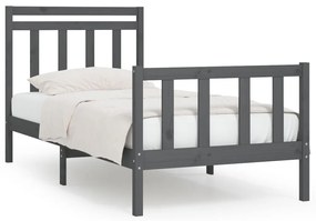 3107015 vidaXL Cadru de pat, gri, 90x200 cm, lemn masiv de pin