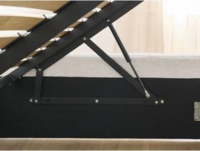 Pat matrimonial alb tapițat cu spațiu de depozitare/fără tăblie cu somieră 160x200 cm Inera – Bobochic Paris