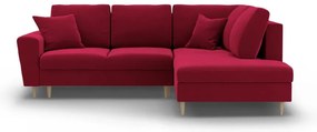 Colțar roșu extensibil, cu spațiu de depozitare cu tapițerie din catifea (cu colț pe partea dreaptă-în formă de ”L”) Kyoto – Cosmopolitan Design