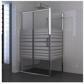 Cabina de dus patrata Inter Ceramic cu usa glisanta 100x100 cm crom lucios - transparent cu linii