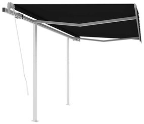 vidaXL Copertină retractabilă automat cu stâlpi, antracit, 3,5x2,5 m