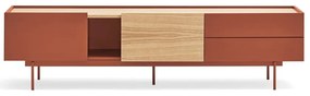 Comodă TV cărămiziu-natural cu aspect de lemn de stejar 180x45 cm Otto – Teulat
