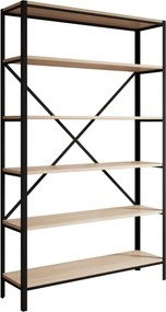 Raft metalic pentru carti, 110x180.2x30 cm, Ralph, ADRK Furniture (Culoare: Negru / Alb Lucios)