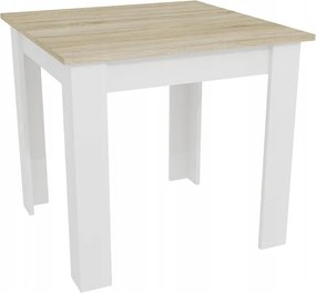 OFERTA Masa de dining alba cu blat in decor stejar sonoma MADO 80x80 Clasa a II-a