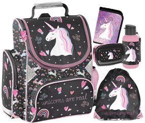 Set școlar pentru fete PASO UNICORN - set școlar din 5 piese cu geantă și accesorii