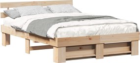 vidaXL Cadru de pat cu headboard Maro 150 x 200 cm Lemn de pin masiv