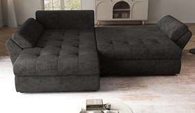 Colțar extensibil dumonde cu ladă de depozitare si sezut confortabil din spuma high-density, Loana Enjoy Black II 270x185 cm