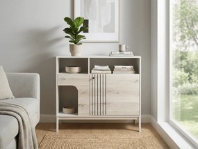 PROMOTIE Comoda FROST 100x90 cm alba, decor stejar alpin II. calitate