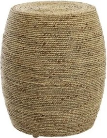 Taburet rotund din frânghie de cânepă, natur, în formă de butoi, folosit și ca măsuță laterală, 52 x Ø 45 cm, „Cáuamo”