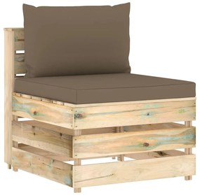 3074515 vidaXL Canapea de mijloc modulară cu perne, verde, lemn impregnat