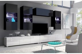 Mobilier living Calabria C5 (Negru + Alb) (fără iluminat). 1051606