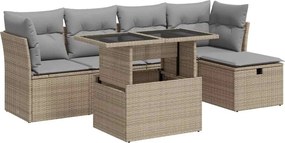 vidaXL Set canapele de grădină cu perne, 6 piese, bej, poliratan