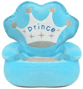 Scaun din plus pentru copii, Prince, albastru print