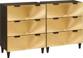 vidaXL Bufet 2 pcs Negru și Aur 60 x 33 x 75 cm Lemn de mango solid