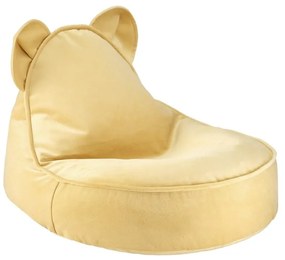 Fotoliu puf pentru copii galben cu tapițerie din catifea Bear – Wigiwama