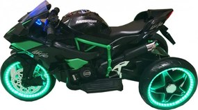 Motocicleta Electrica cu Acumulator Pentru Copii NOVOKIDS™ Ninja Trio Motocross, 3-8 ani, Max 30 kg, Cu Melodii si Lumini LED, Bluetooth, 3 Roti,