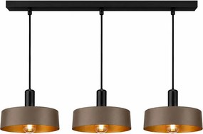 Lustră pe cablu HAKI 3xE27/60W/230V maro/negru