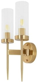 Aplica de perete, Metal, Sticla, Flame auriu