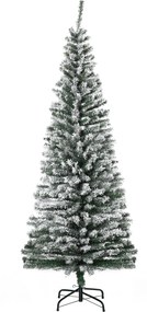 HOMCOM Brad de Crăciun Înzăpezit din PP Verde cu 492 Ramuri Ignifuge și Bază din Oțel Inoxidabil, Ø60x180 cm | Aosom Romania