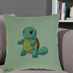 Perna Personalizata Squirtle Pokemon, 40x40 cm, Verde, Husa Detasabila, Perna Inclusa, BEKZ®