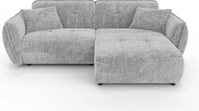 Colțar gri deschis cu tapițerie din chenille (cu colț pe partea dreaptă/cu șezlong) Nelia – Ropez