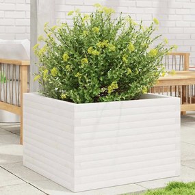 vidaXL Jardinieră de grădină, alb, 70x70x46 cm, lemn masiv de pin