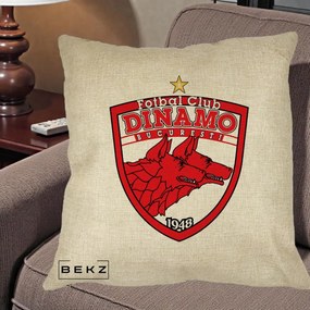 Perna Personalizata FC Dinamo Bucuresti 1948 Fotbal, 40x40 cm, Crem, Husa Detasabila, Perna Inclusa, BEKZ®