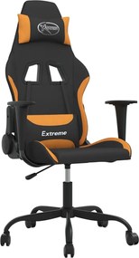 vidaXL Scaun de gaming cu masaj, negru și portocaliu, textil