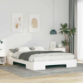 vidaXL Cadru de pat de podea Alb 140 x 200 cm Lemn masiv de pin
