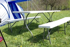 Masa de gradina rabatabila Garth 180 cm + 2 banci