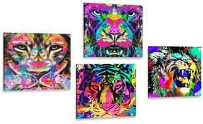 Set tablouri animale în stilul pop art