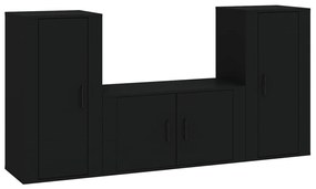 3188527 vidaXL Set dulapuri TV, 3 piese, negru, lemn prelucrat