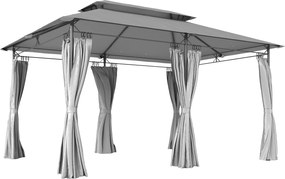 Outsunny Pavilion de Grădină cu Acoperiș Dublu, 397x297x265 cm, Alb Crem | Aosom Romania