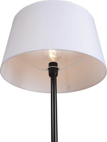 Lampă de podea neagră cu abajur din in alb 45 cm - Simplo