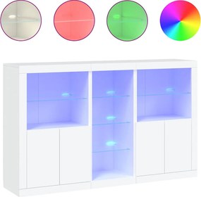 vidaXL Servantă cu lumini LED, alb, 162x37x100 cm