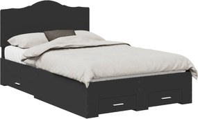 vidaXL Cadru de pat cu headboard Negru 135 x 190 cm Lemn compozit