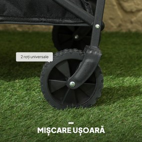 Outsunny Cărucior de Grădină Pliabil și Compact, Cărucior Multifuncțional cu Roți Universale și Mâner Reglabil pentru Sport, Camping, Cumpărături, Negru | Aosom Romania