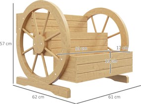 Outsunny Jardinieră pe picioare pătrată Potager 3 etaje cu 2 roți de căruță Lemn de brad, dim. 62L x 61l x 57H cm | Aosom Romania