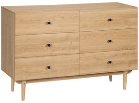 HOMCOM Comodă 6 sertare mobilier de depozitare picioare din lemn masiv 120 x 40 x 80 cm culoare lemn | Aosom Romania