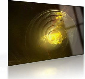 Tablou pe sticlă cu spirala abstractă în galben (70x50 cm)